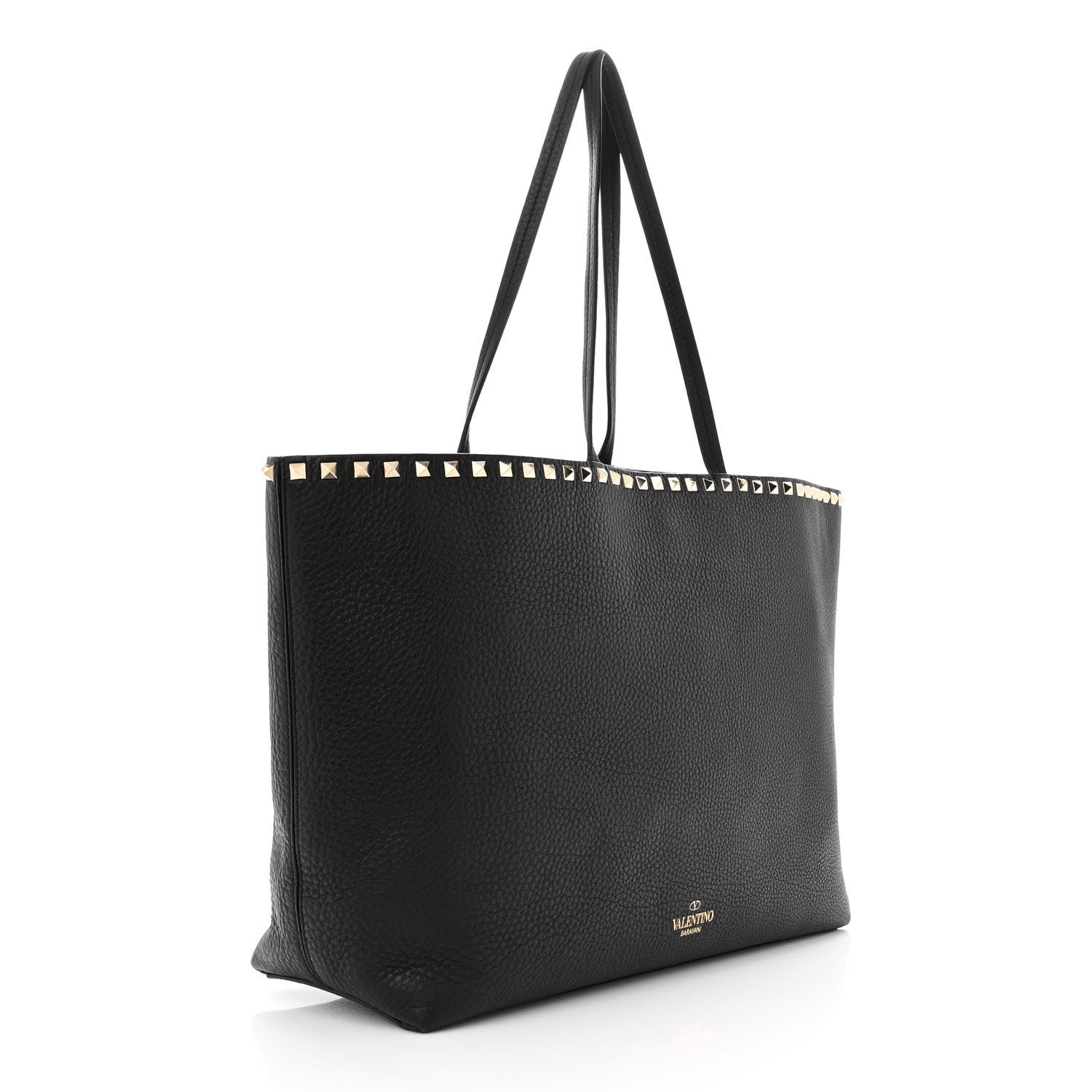 Valentino Garavani Grained Calfskin Rockstud Shoulder Tote Black 3 of 10