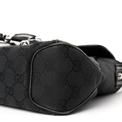 Gucci Monogram Horsebit Chain Studded Flap Shoulder Bag Black 10 of 13