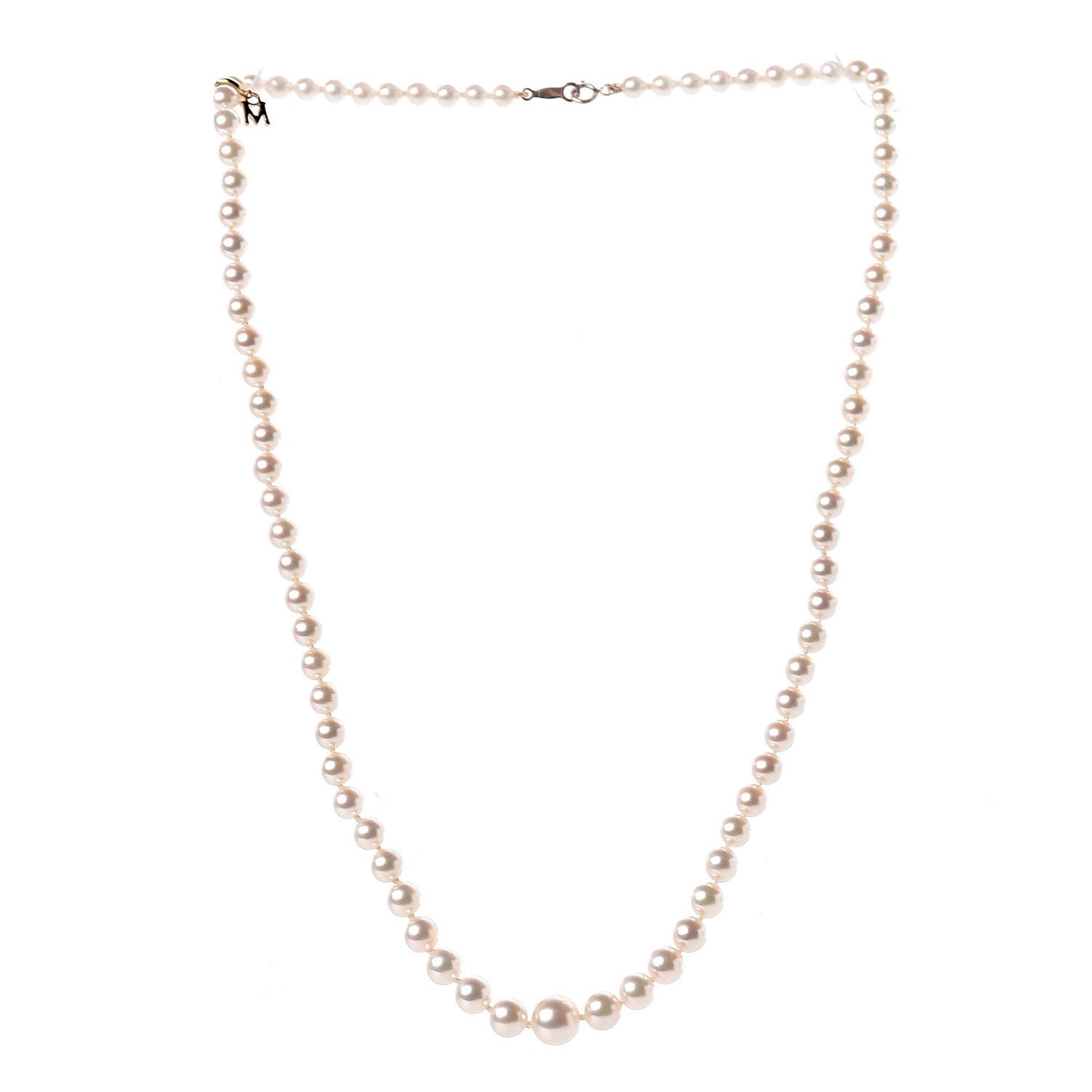 18K Yellow Gold Akoya Pearl 3.5-7.5mm Graduated Strand Necklace 17