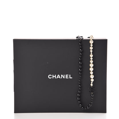 Chanel Pearl Beaded CC Long Necklace Black White 6 of 6
