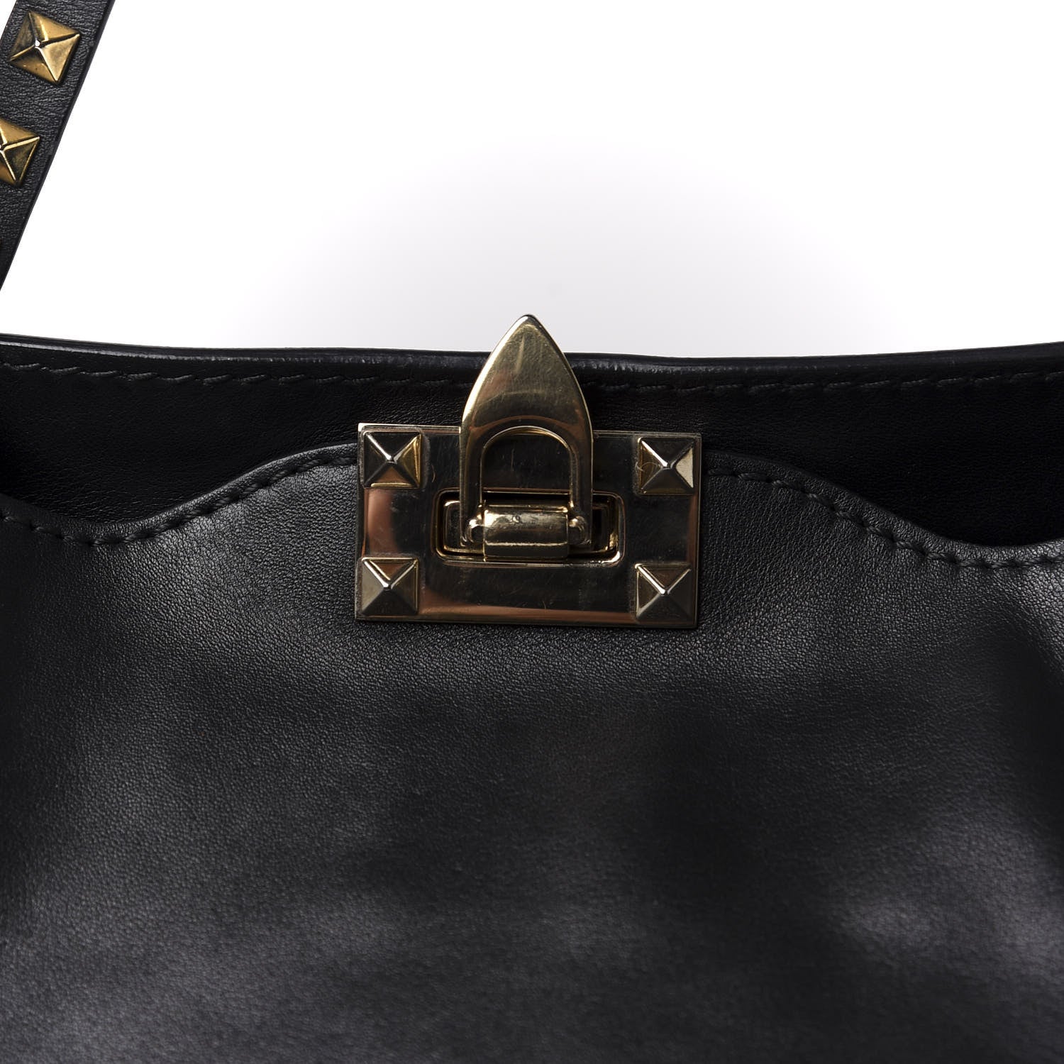 Valentino Garavani Vitello Medium Rockstud Tote Black 9 of 10