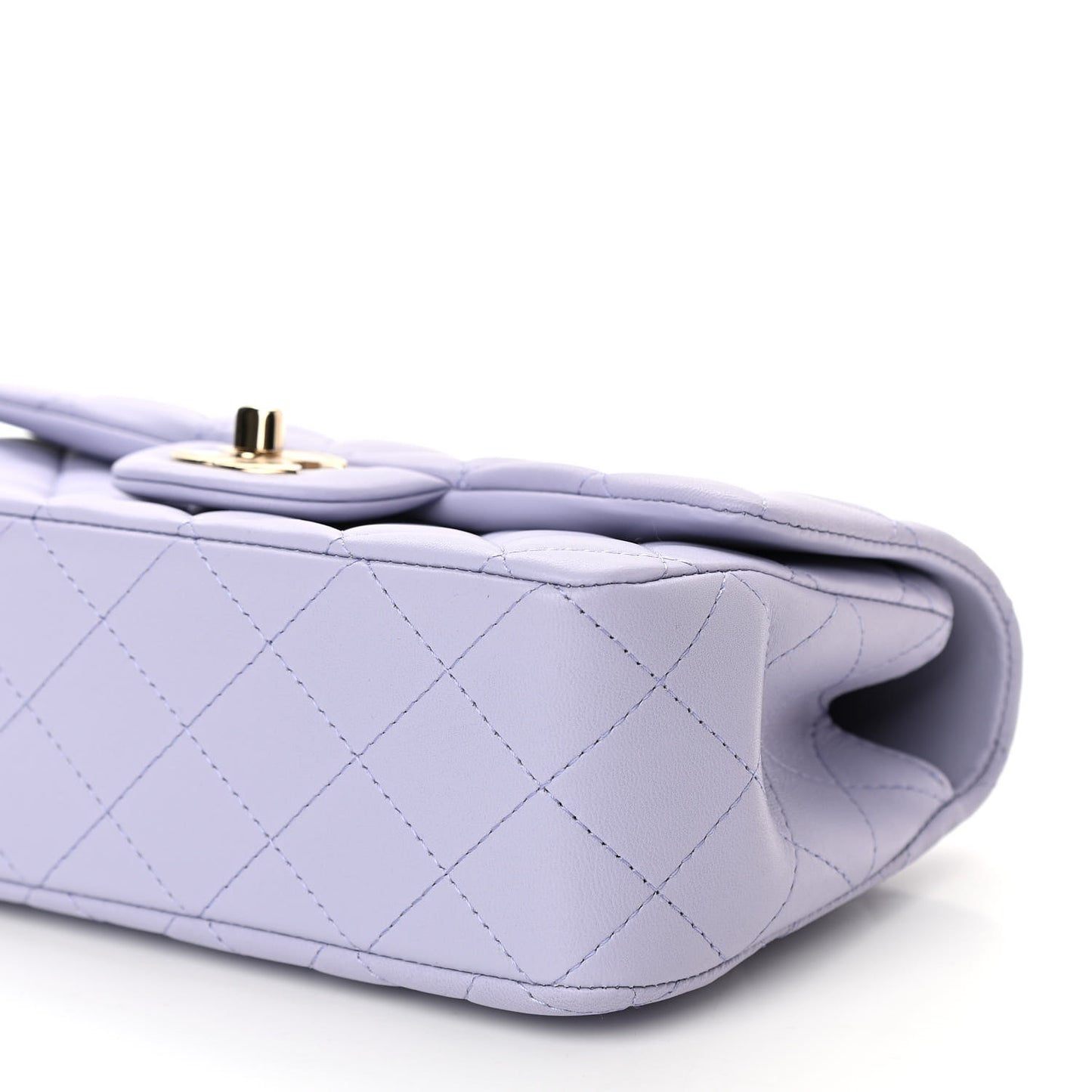 Lambskin Quilted Mini Top Handle Rectangular Flap Light Purple
