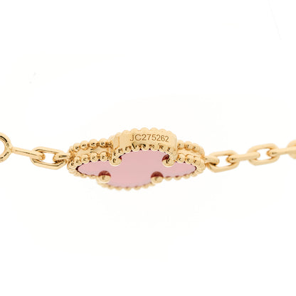 Van Cleef & Arpels 18K Yellow Gold Carnelian 10 Motifs Vintage Alhambra Necklace 4 of 6