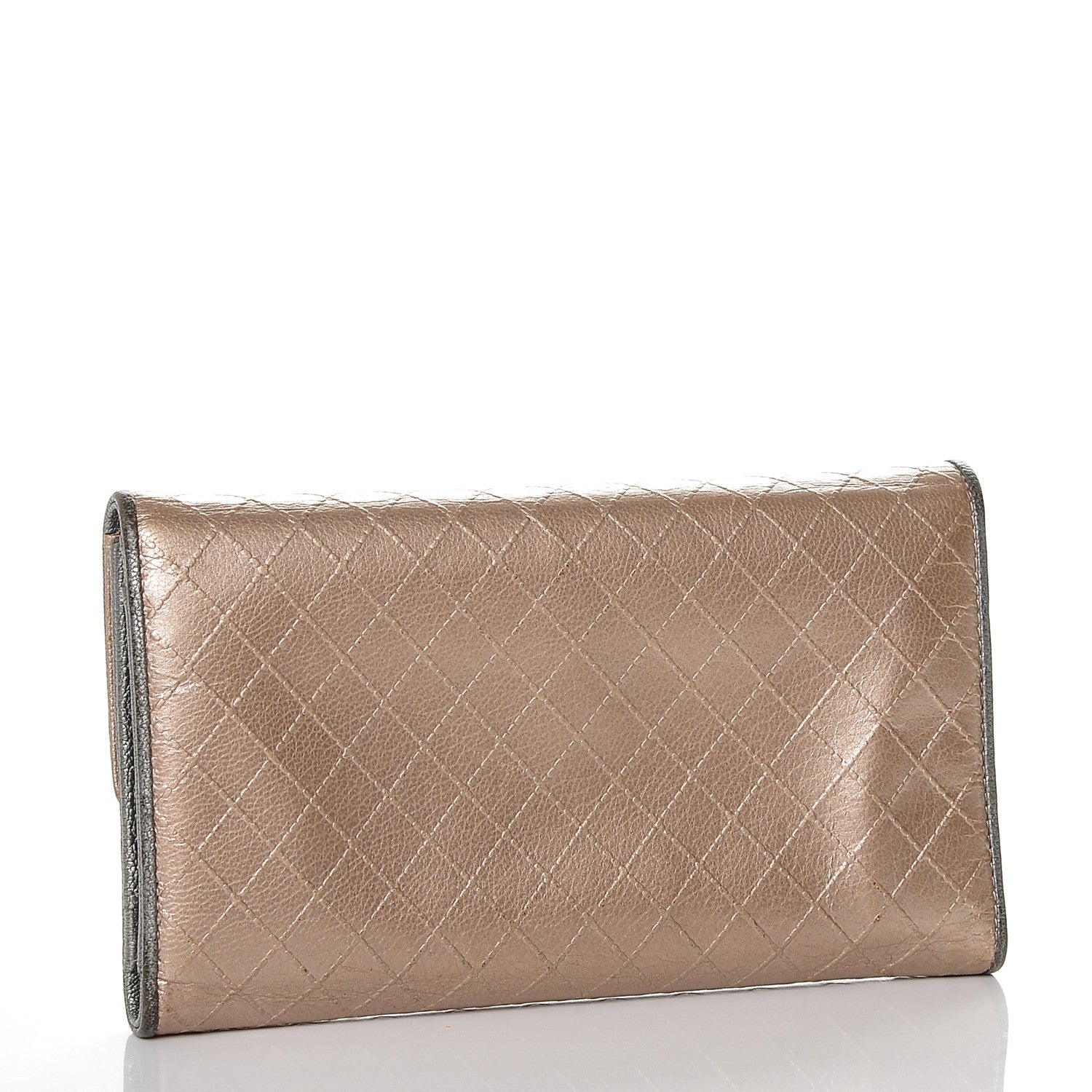 Chanel Metallic Calfskin Diamond Stitched Flap Wallet Gold 3 of 8