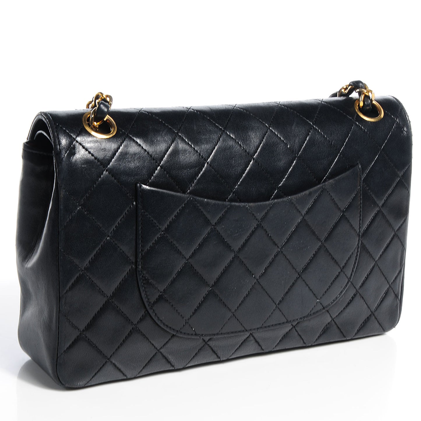 Lambskin Medium Double Flap Black