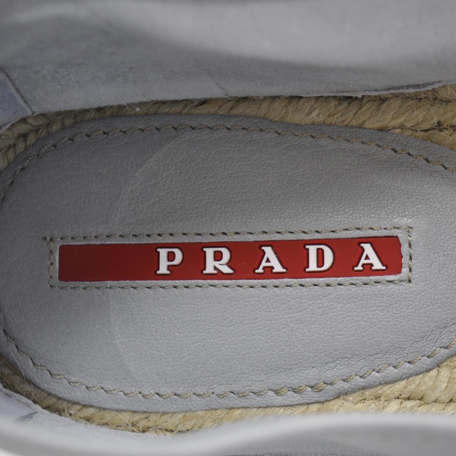 Prada Leather Espadrille Platform Shoes 36 Blue 7 of 8