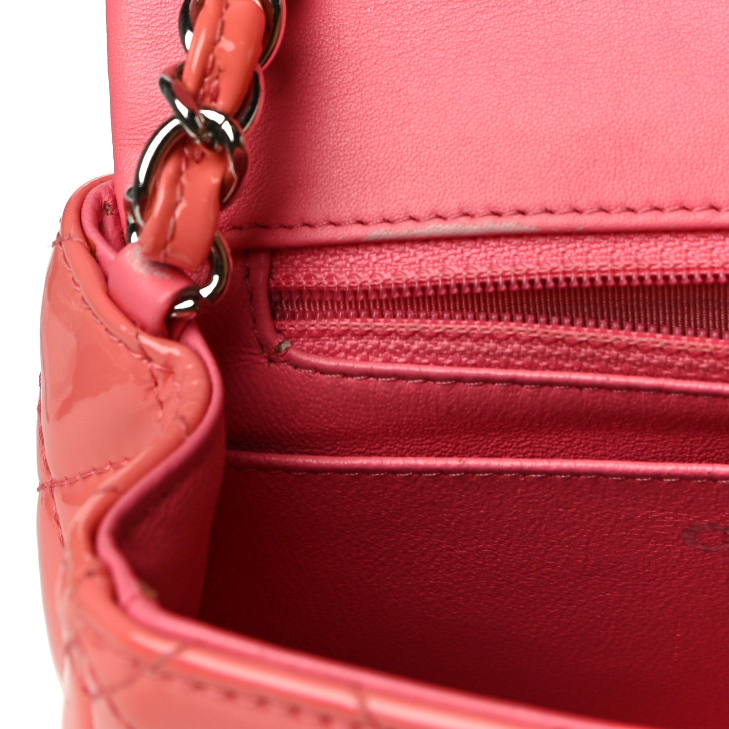 Chanel Patent Quilted Mini Square Flap Pink 17 of 18