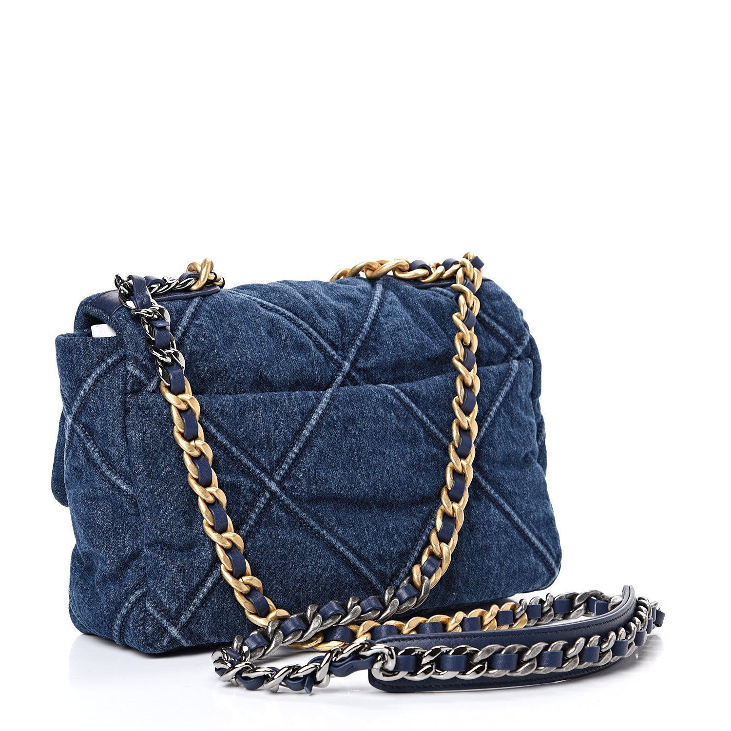 Chanel Denim Quilted Medium 19 Flap Blue 2 of 10