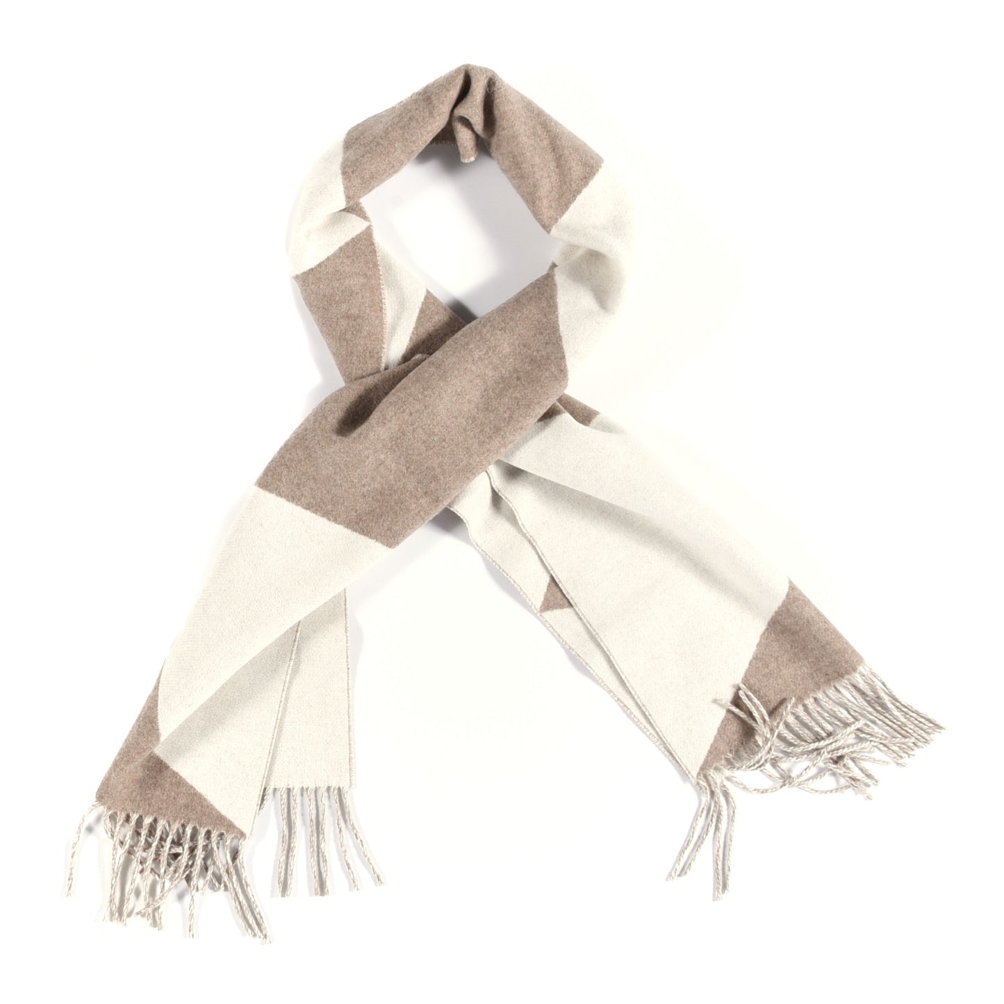 Cashmere Casaque Zig Zag Muffler Etoupe Ivory