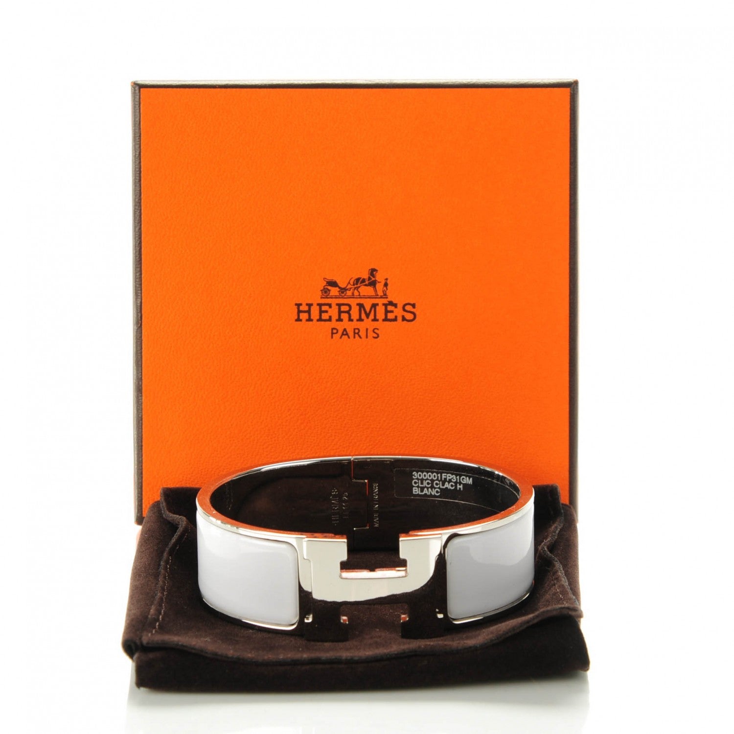 Hermes Enamel Wide Clic Clac H Bracelet GM White 4 of 5