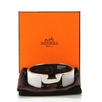 Hermes Enamel Wide Clic Clac H Bracelet GM White 4 of 5