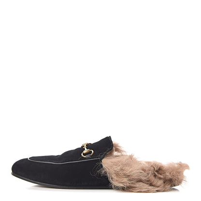 Gucci Velvet Fur Womens Princetown Slippers 39.5 Black 1 of 12