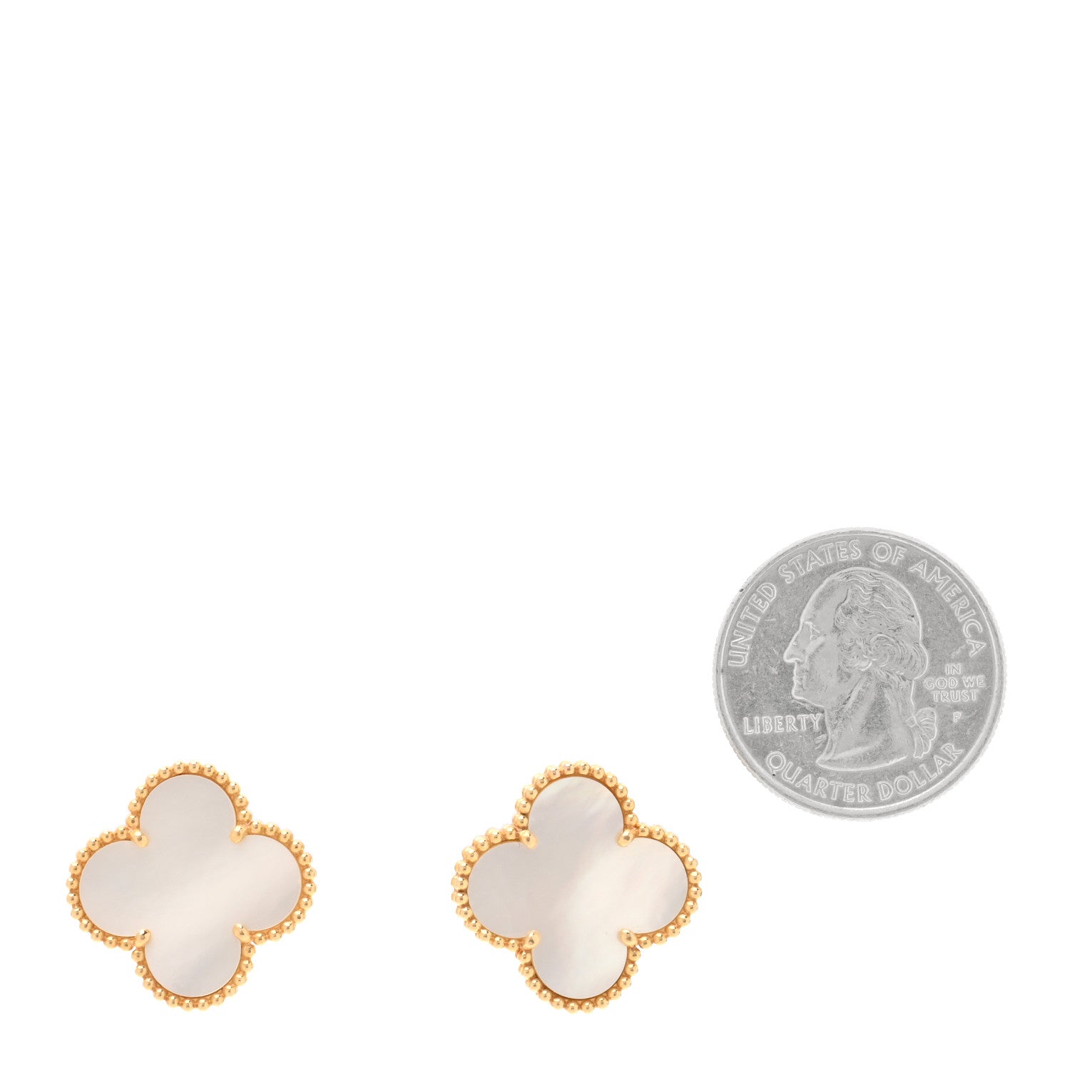 Van Cleef & Arpels 18K Yellow Gold Mother of Pearl Magic Alhambra Earrings 2 of 5