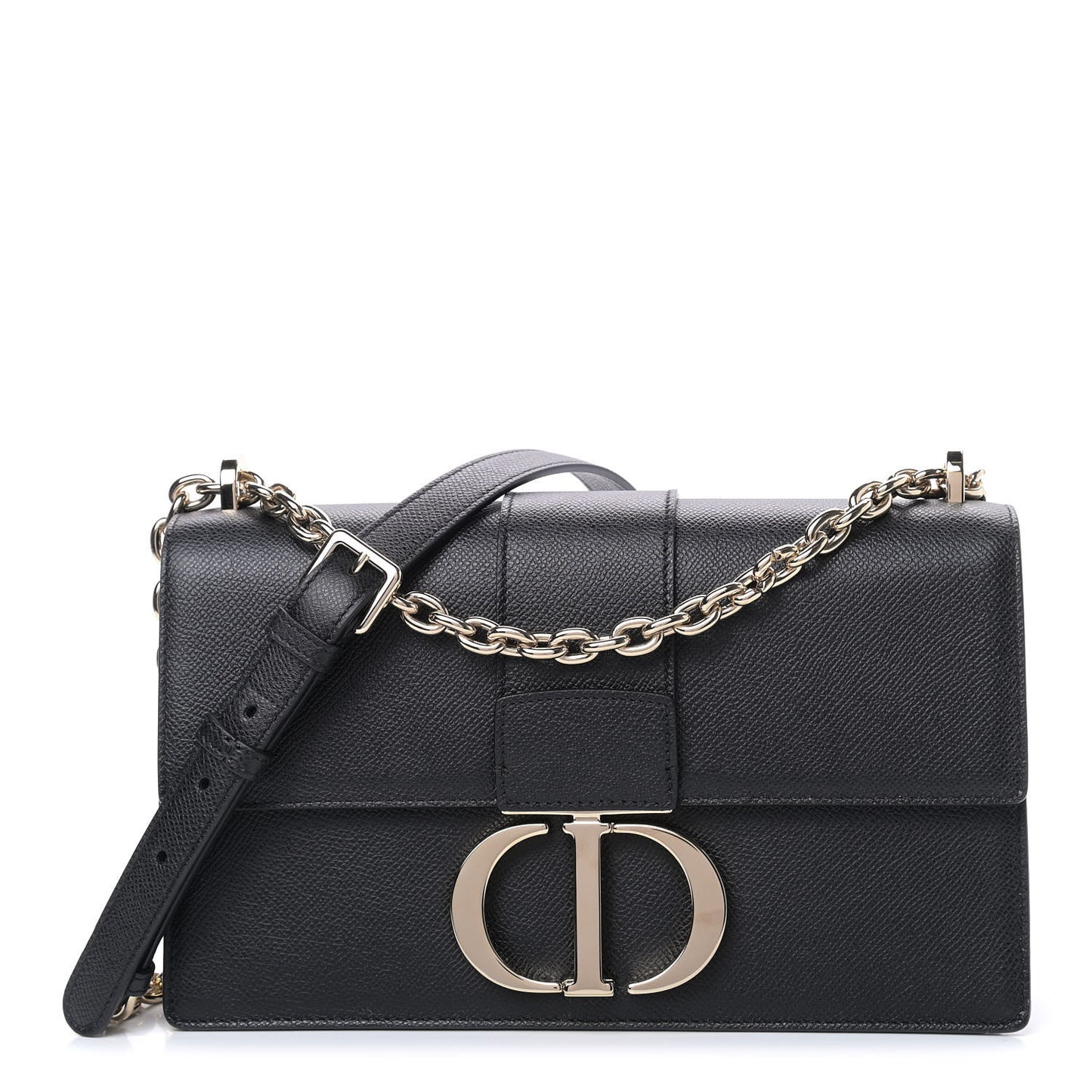 Grained Calfskin Embossed 30 Montaigne Chain Bag Black