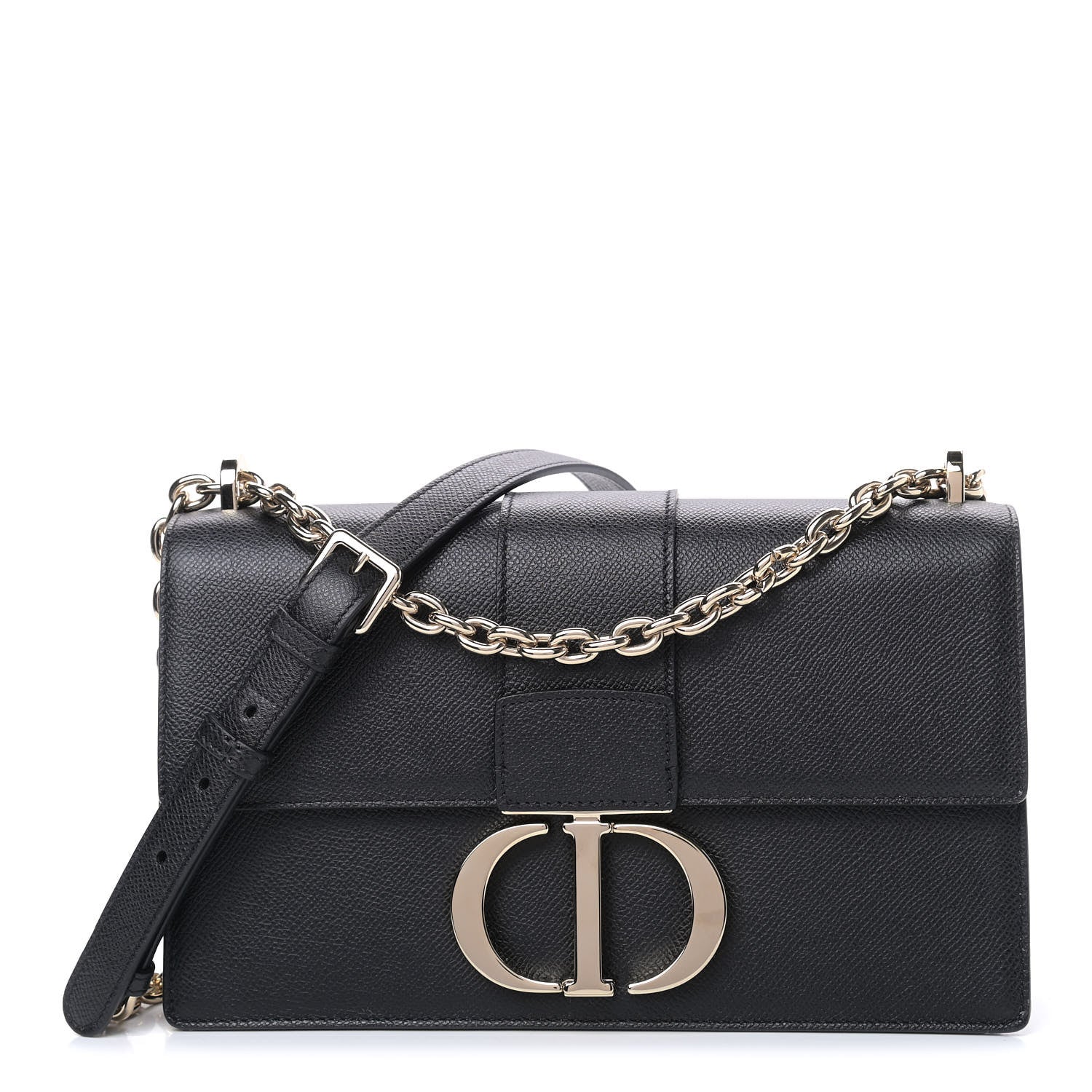 Christian Dior Grained Calfskin Embossed 30 Montaigne Chain Bag Black 1 of 8