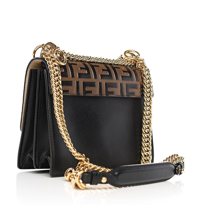 Fendi Vitello Liberty Bi-Color FF 1974 Embossed Small Kan I Shoulder Bag Black Maya 2 of 12