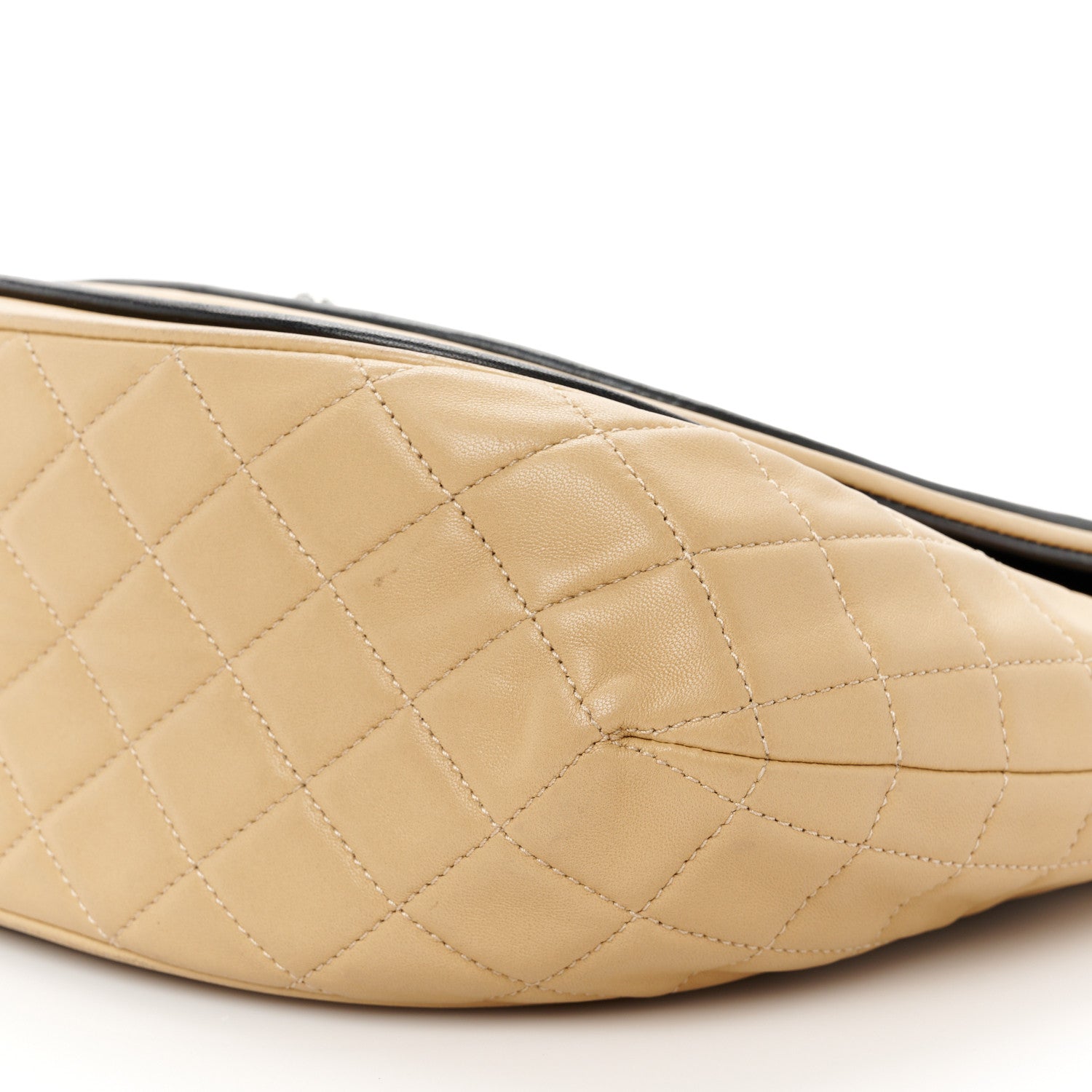 Chanel Lambskin Quilted Large Classic Twist Crescent Flap Black Beige 11 of 12