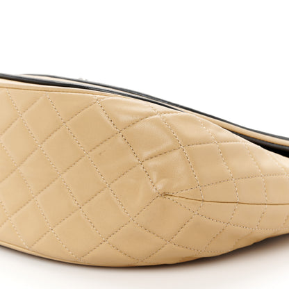 Chanel Lambskin Quilted Large Classic Twist Crescent Flap Black Beige 11 of 12