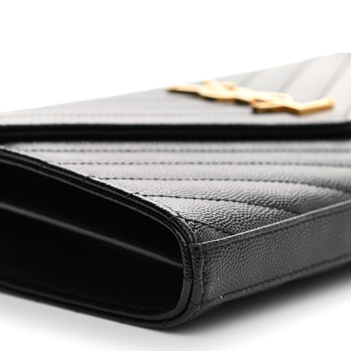 Grain De Poudre Matelasse Chevron Monogram Chain Wallet Black