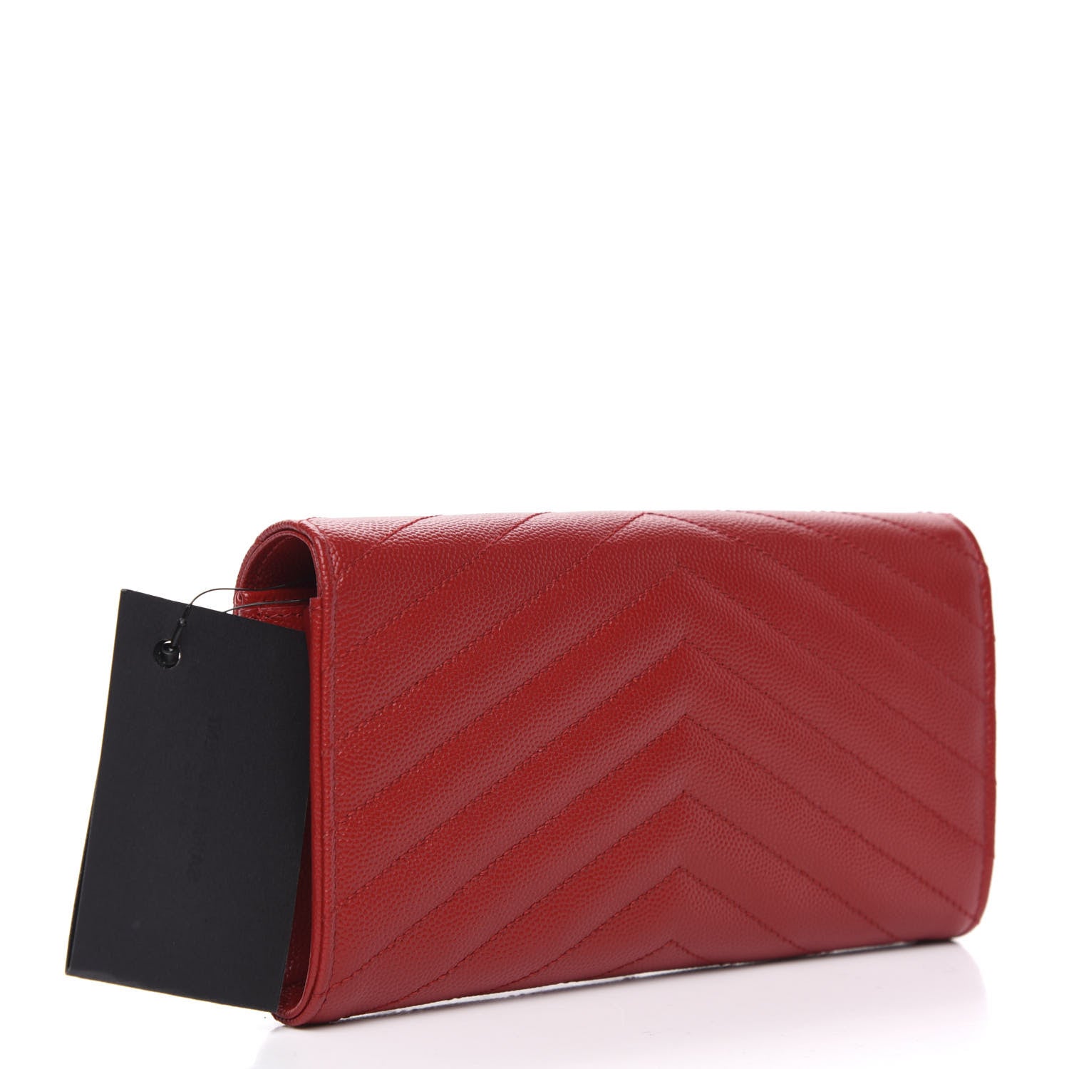 Saint Laurent Grain De Poudre Matelasse Chevron Monogram Flap Wallet Rouge Eros 3 of 6