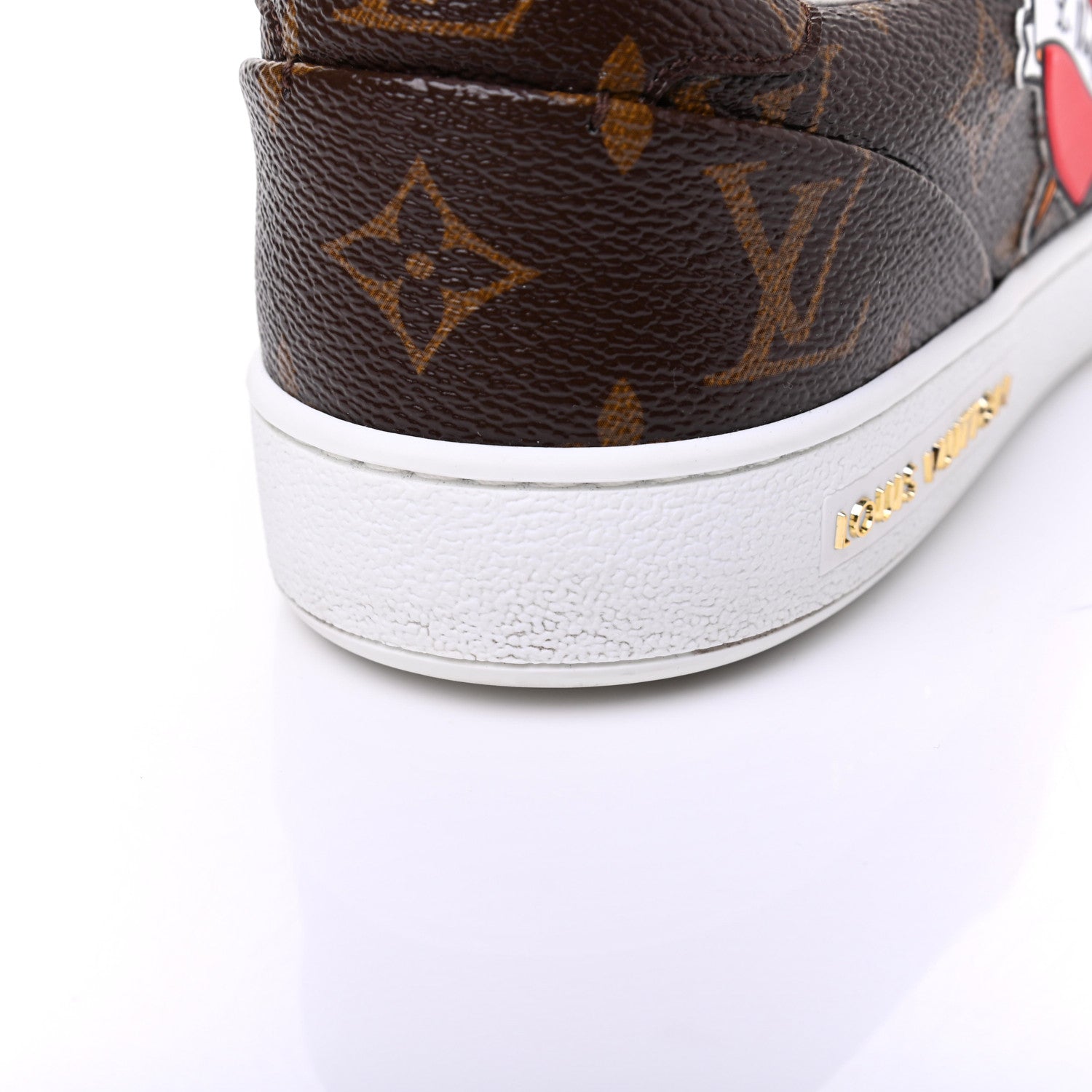 Louis Vuitton Calfskin Monogram LV Black Heart Sneakers 39 Cacao 10 of 11