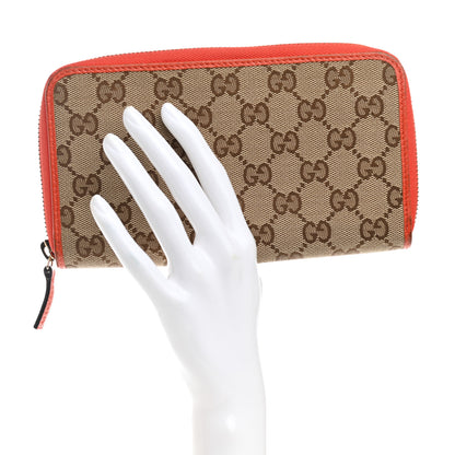 Gucci Monogram Dollar Calfskin Zip Around Wallet Beige Ebony Sun Orange 2 of 11