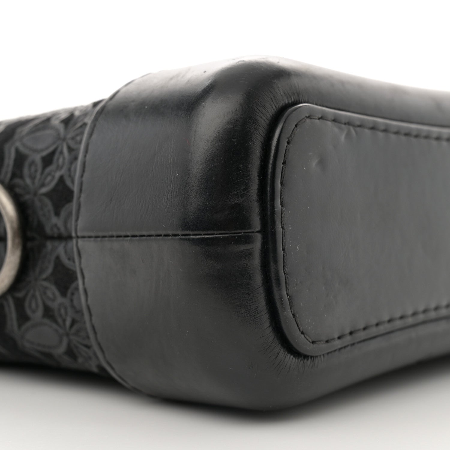 Chanel Calfskin Wool Felt Embossed Small Gabrielle Logo Hobo Black 9 of 14