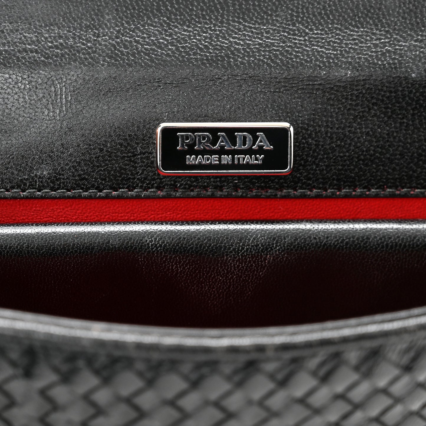 Madras Woven Shoulder Bag Black Fuoco White