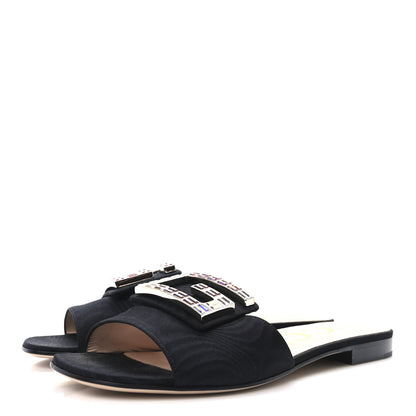 Gucci Malaga Kid Suede Crystal Square G Madelyn Slide Sandals 38 Black 4 of 9