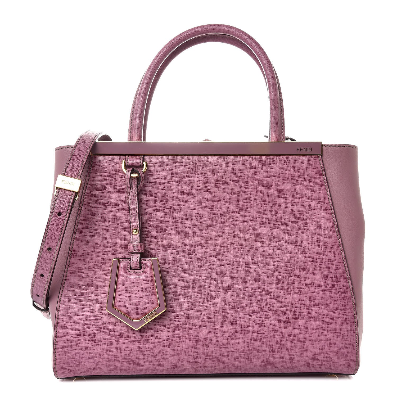 Fendi Vitello Elite Flamingo Petite 2Jours Tote Lilla Glicine 1 of 9