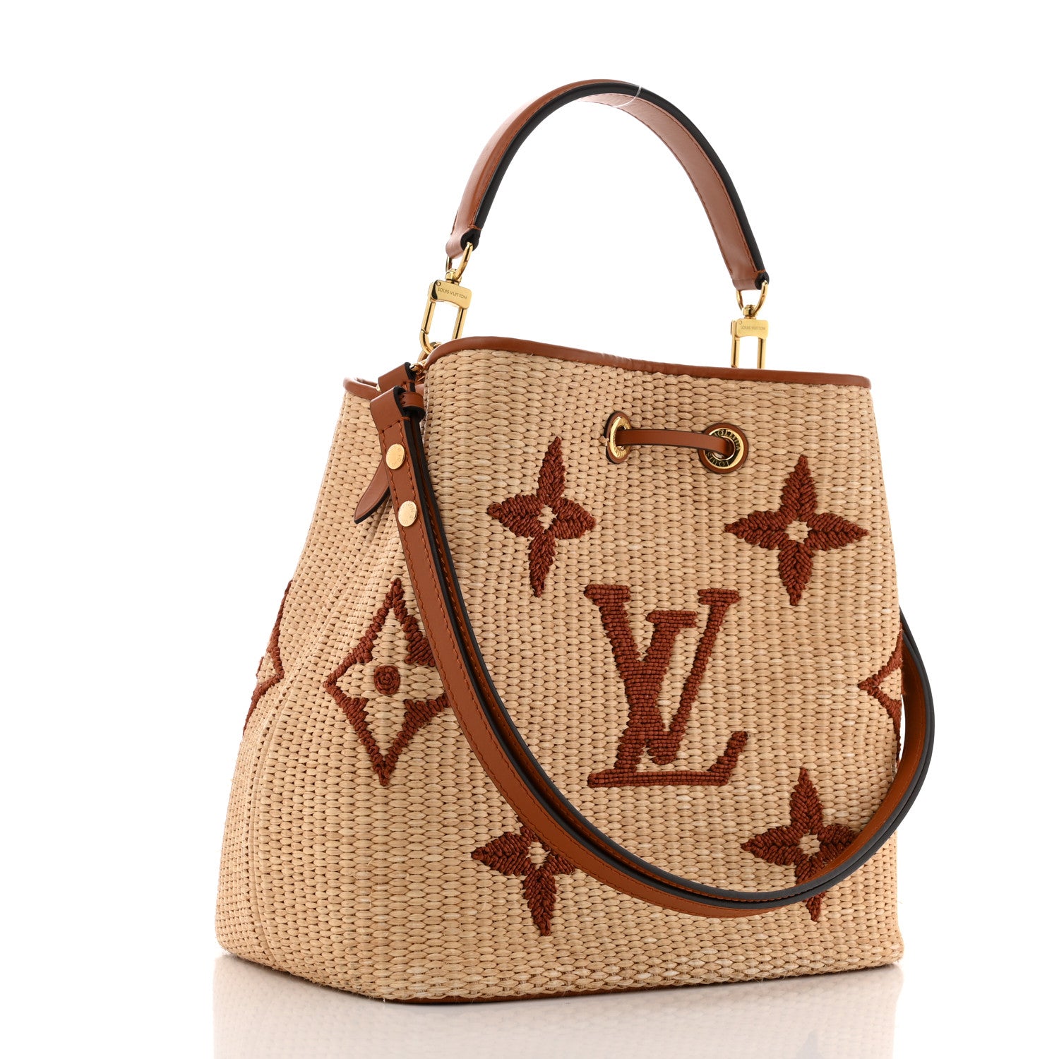 Louis Vuitton Raffia Calfskin Monogram Neonoe MM Tan 3 of 12