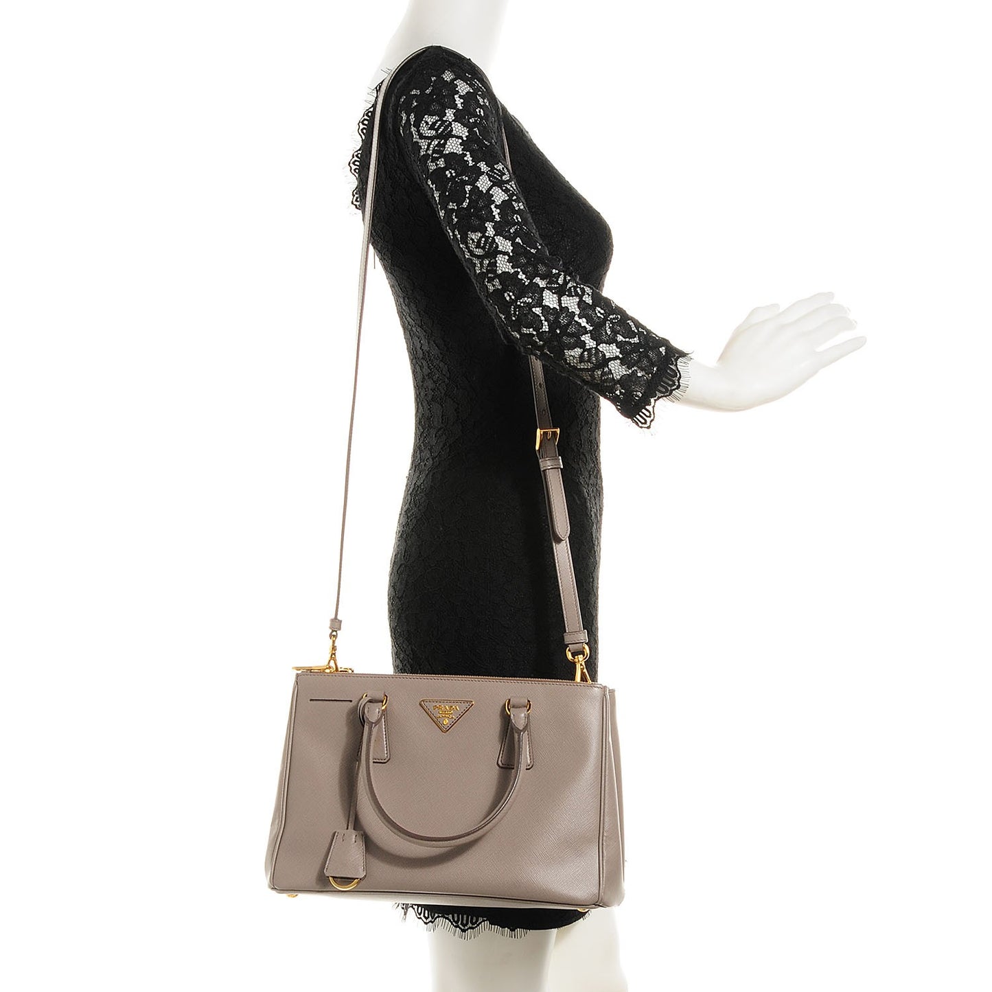 Saffiano Lux Small Double Zip Tote Argilla