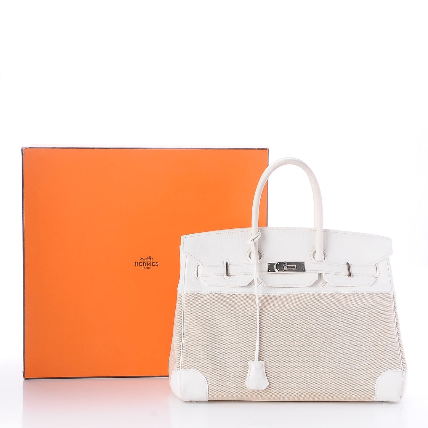 Toile Taurillon Clemence Birkin 35 White