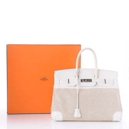 Hermes Toile Taurillon Clemence Birkin 35 White 41 of 41
