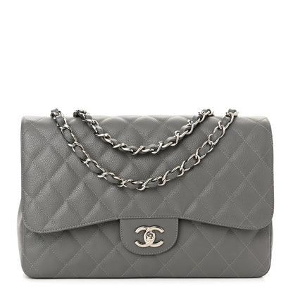 Chanel Caviar Quilted Jumbo Single Flap Grey 1 of 10