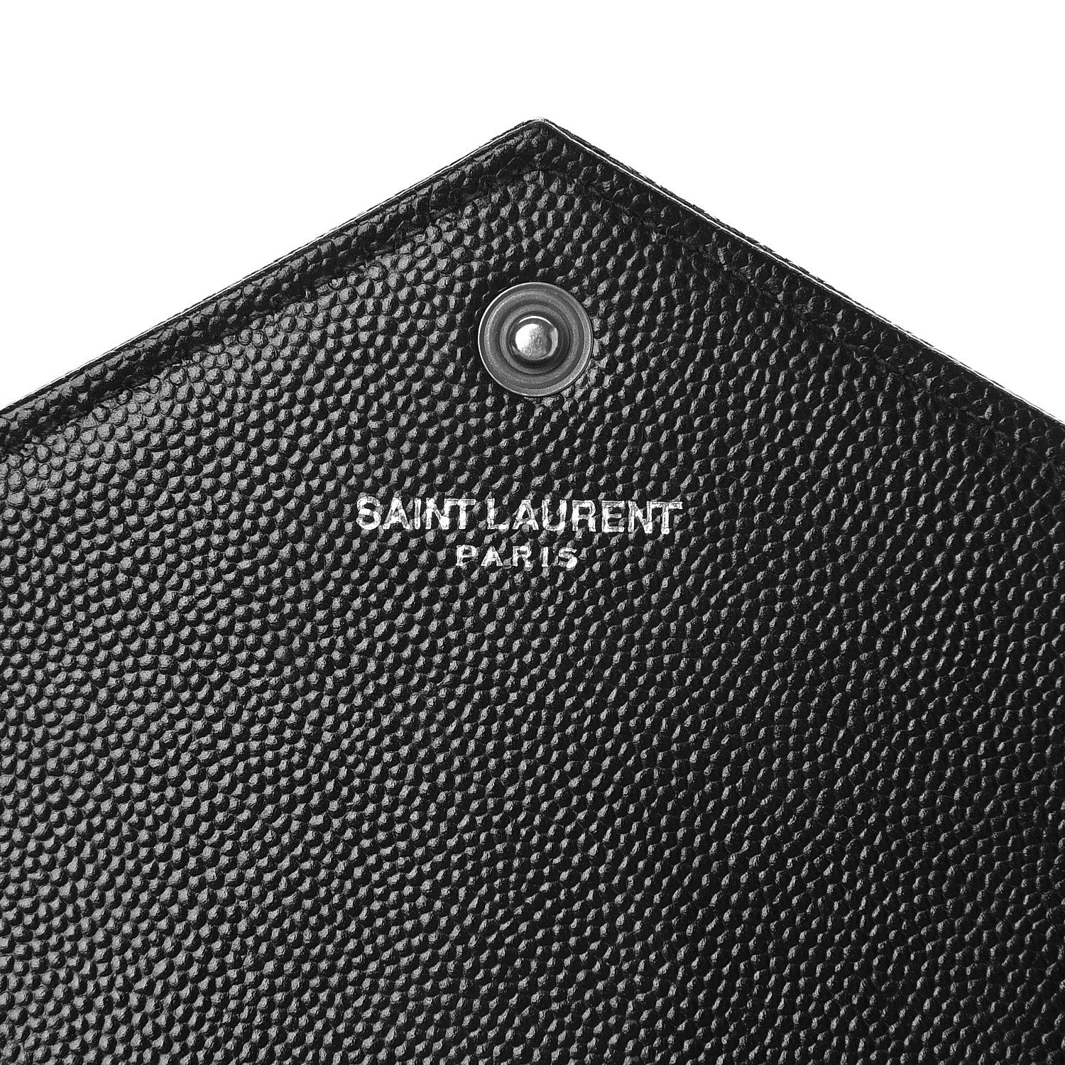 Saint Laurent Grain De Poudre Matelasse Chevron Monogram Envelope Chain Wallet Black 6 of 7