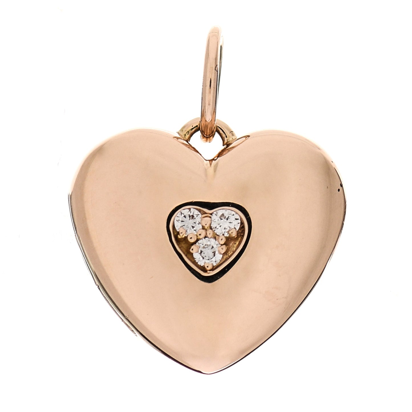 18K Rose Gold Diamond Heart Locket Pendant