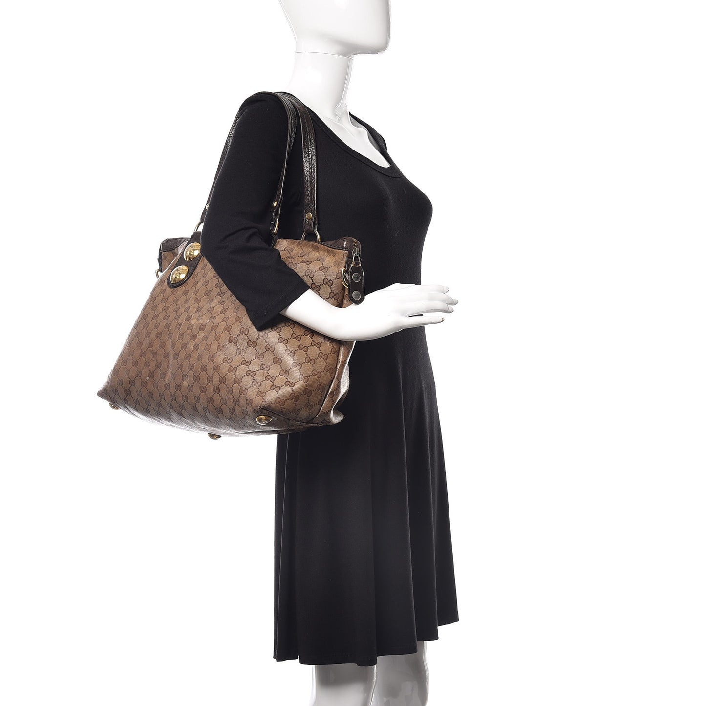 Crystal Monogram Small Babouska Tote Dark Brown