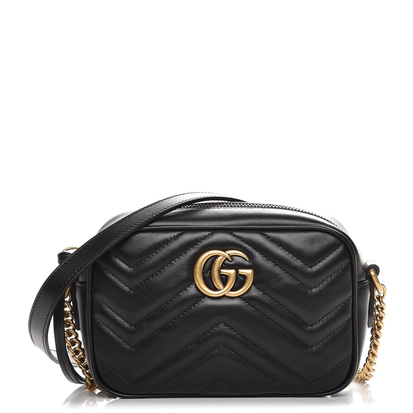 Calfskin Matelasse Mini GG Marmont Chain Shoulder Bag Black