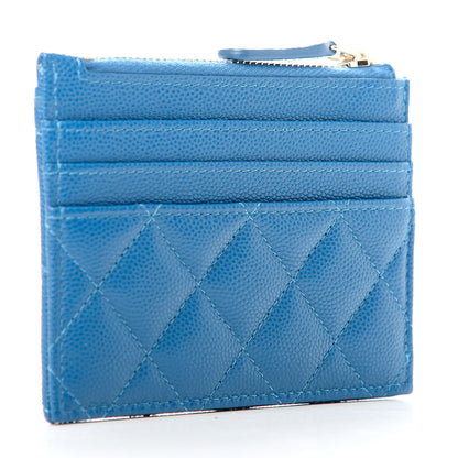 Chanel Caviar Quilted CC Zip Card Holder Blue 3 of 7