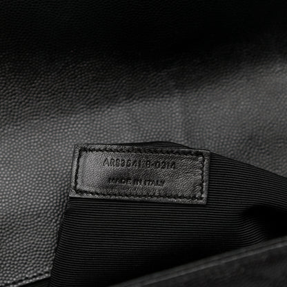 Saint Laurent Grain De Poudre Matelasse Chevron Large Monogram Satchel Black 8 of 13