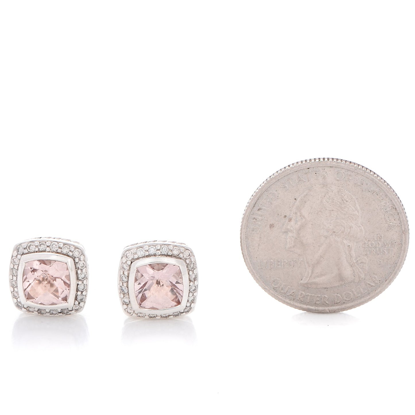 Sterling Silver Diamond Morganite 7mm Petite Albion Earrings