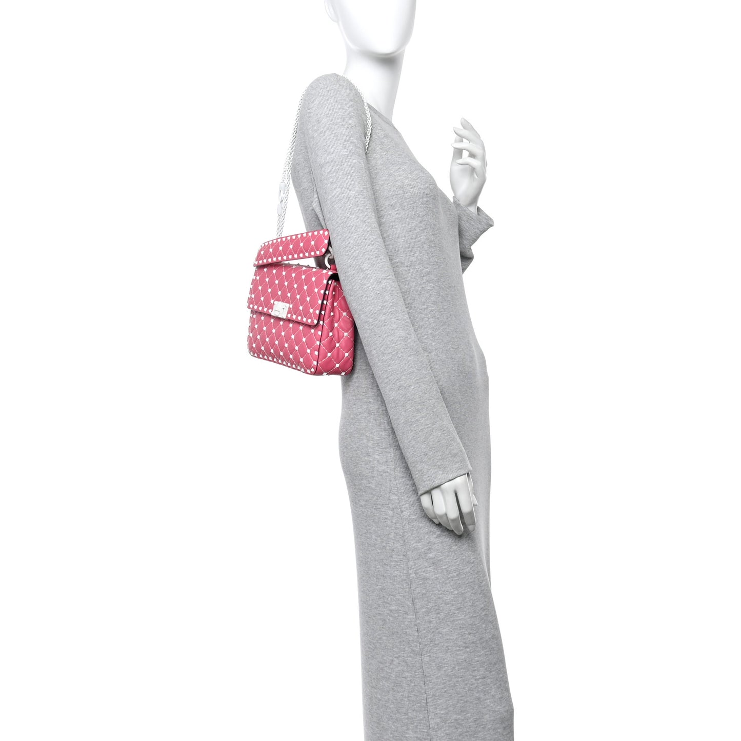 Lambskin Medium Free Rockstud Spike Shoulder Bag Shadow Pink
