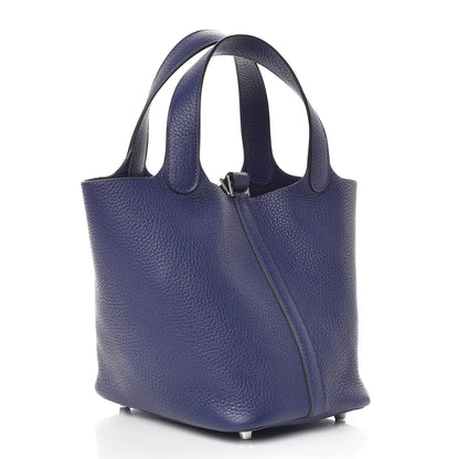 Hermes Taurillon Clemence Picotin Lock 18 PM Bleu Encre 3 of 10