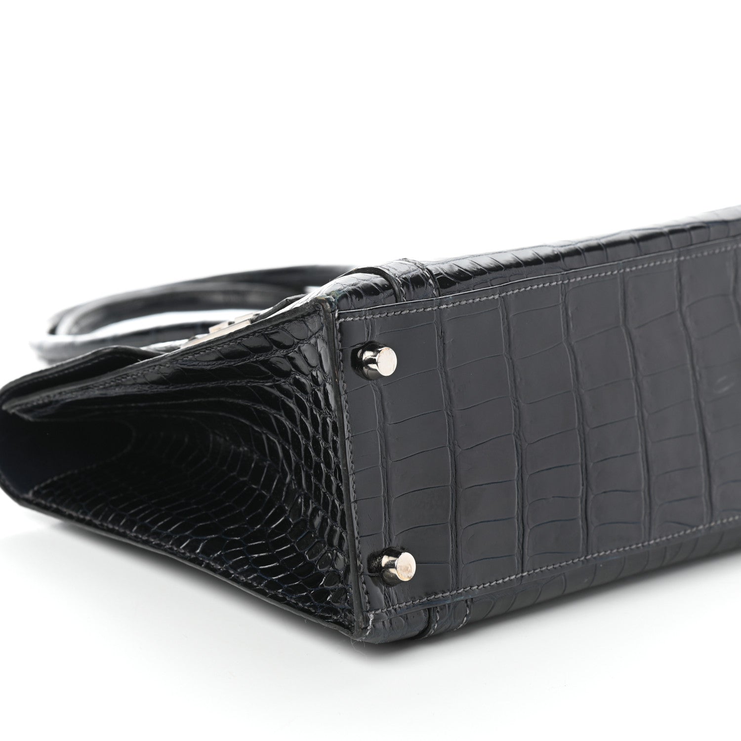Hermes Shiny Porosus Crocodile Drag 26 Bleu Marine 9 of 10