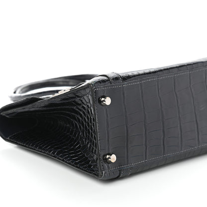 Hermes Shiny Porosus Crocodile Drag 26 Bleu Marine 9 of 10