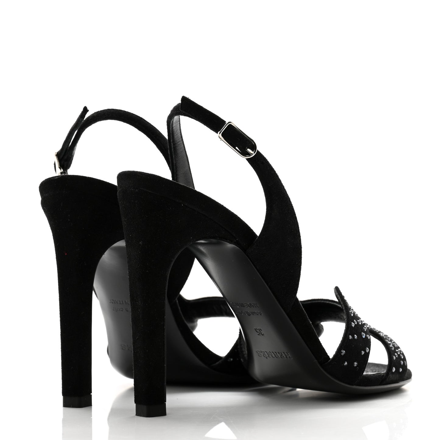 Suede Goatskin Crystal Ella 105 Sandal 35 Black