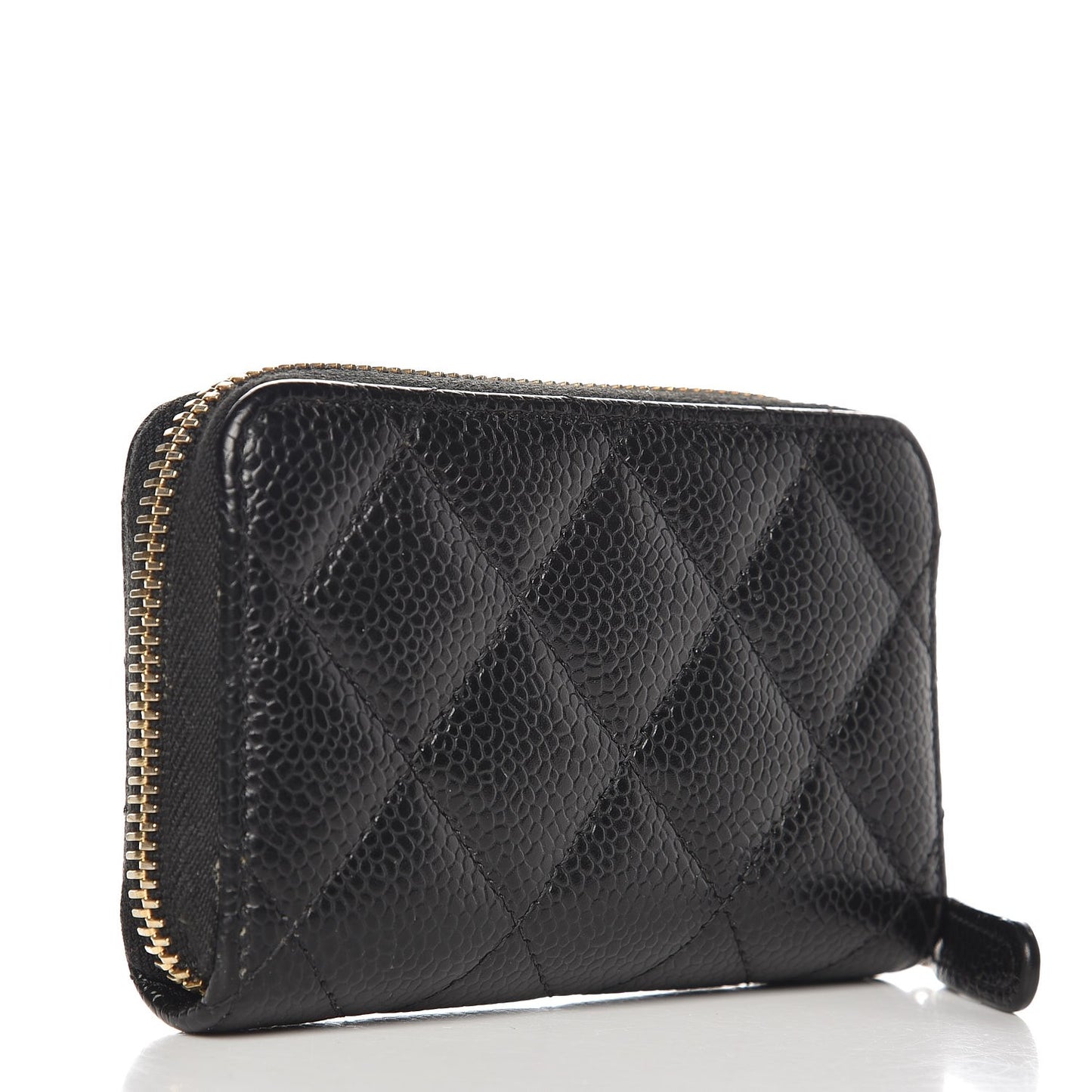 Caviar Quilted Zip Coin Purse Black