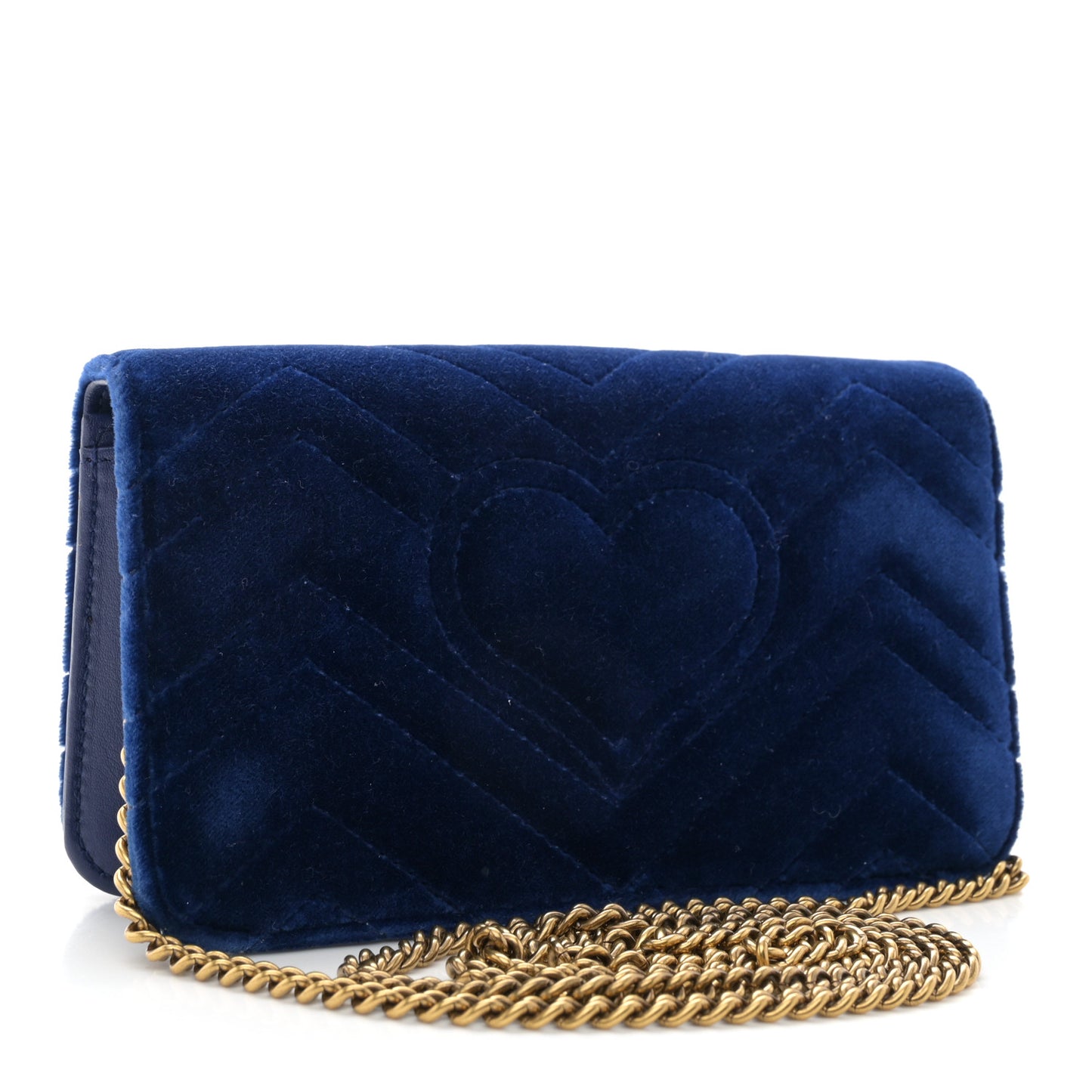 Velvet Matelasse GG Marmont Mini Bag Cobalt Blue