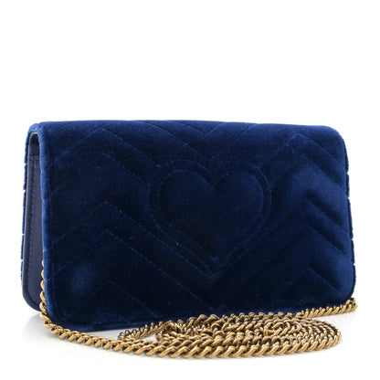 Gucci Velvet Matelasse GG Marmont Mini Bag Cobalt Blue 3 of 11